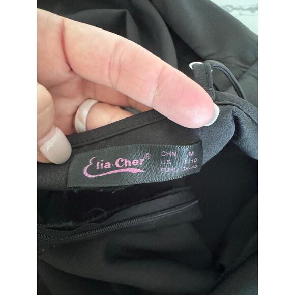 Elia Cher Strappy Black Dress Empire Waist Size Medium Black Zip Up - Picture 8 of 12